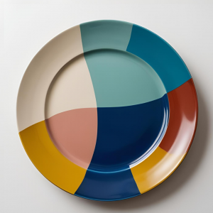 Assiette plate en grès - 27 cm - Multicolore